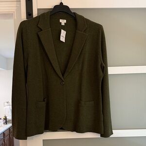 J Crew Women's Knit Olive Blazer size XL